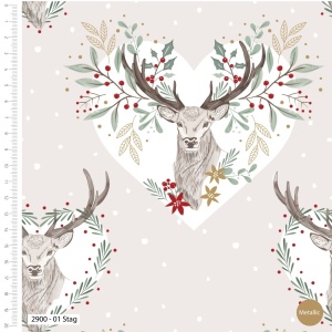 Bumbac designer print - Forest Stag - cupon 60cm