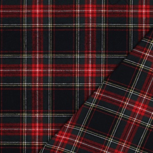 Bumbac flanel in carouri tartan - Navy-Rosu, culoare Albastru/Rosu, compozitie 100% bumbac - imagine 3