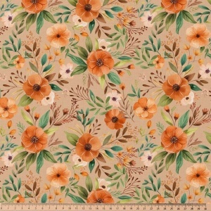 Bumbac imprimat digital - Camelia Orange-Linen - Img 3