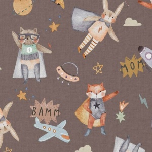 Bumbac imprimat digital cu animale - Superheroes Choco