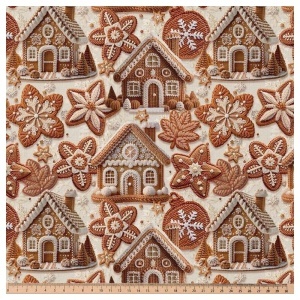 Bumbac imprimat digital - Gingerbread Village - Img 3