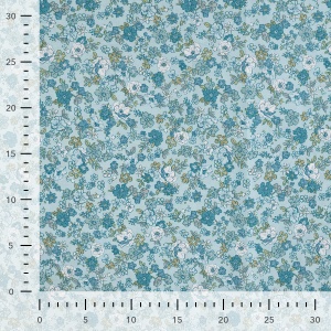 Bumbac imprimat - Flowers Dusty Blue - Img 4
