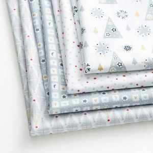 Bumbac imprimat model Craciun - Petite Ornaments Grey - Img 3