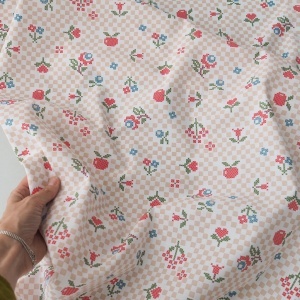 Bumbac imprimat - Stitched Flowers - Img 2