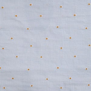 Bumbac Seersucker in dungi cu broderie - Daisy Blue - Img 4