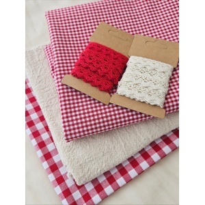Cupon 22 cm - Material bumbac tesut yarn dyed - Vichy Red 2.7mm - Img 2