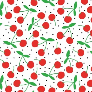 Cupon 45cm - Poplin imprimat - Big Cherries Optical White