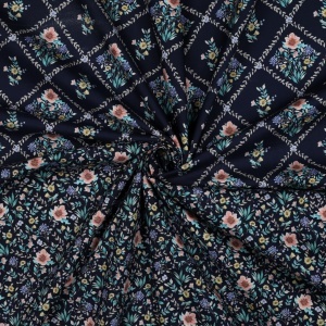 Cupon 55 cm - Poplin premium digital - Garden Lattice Navy - Img 5