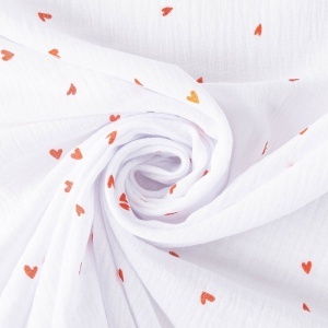Cupon 65 cm - Muselina imprimata cu inimioare - Coreo White