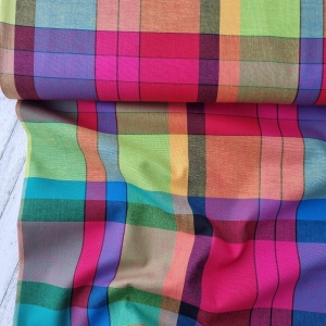Cupon 70 cm - Material tesut in carouri - Madras Checks Rainbow - Img 2