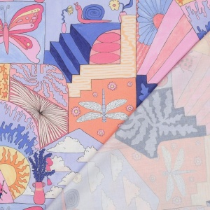 Cupon 75 cm - Poplin premium imprimat - Patchwork Sky Blue - colectia Nerida Hansen - Img 3