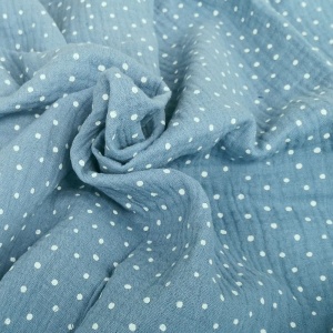Cupon 80 cm - Muselina imprimata - Little Dots Light Blue