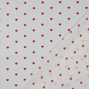 Cupon 80 cm - Poplin premium imprimat - Hearts White Red - Img 3