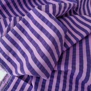 Cupon 90cm - Bumbac gofrat Seersucker cu dungi - Violet