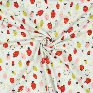 Jerse Bumbac imprimat - Strawberry Ecru Melange - Img 2