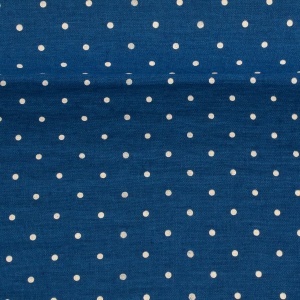 Material 100% In prespalat imprimat - Mini Dots Albastru Royal