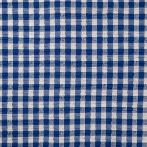 Material bumbac Seersucker Jacquard- Checks Blue White - Img 2