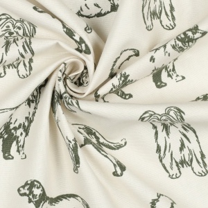 Material Canvas - Dogs Ecru-Green