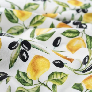 Material Canvas imprimat - Lemons and Olives Ecru