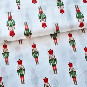 Material Craciun Poplin - Foil Nutcracker White
