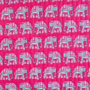 Material matlasat din voal de bumbac - Elephant Stripe Fuchsia - Img 4