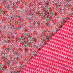 Material matlasat din voal de bumbac - Patchwork Pink - Img 2