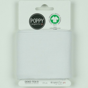 Material pentru mansete din bumbac organic 135 x 7cm - White