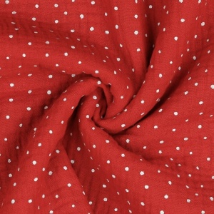 Muselina imprimata - Little Dots Red - cupon 95cm