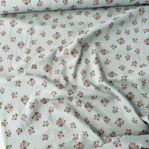 Muselina imprimata - Vintage Roses Green - Img 3