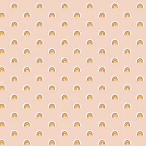 Poplin imprimat - Cute Rainbows Salmon