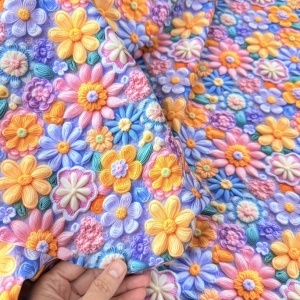 Poplin imprimat digital - Crochet Flowers