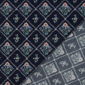Poplin premium digital - Garden Lattice Navy - cupon 85 cm - Img 2
