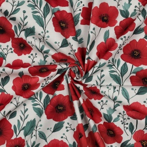 Poplin premium digital - Poppy Flowers Ecru - Img 2