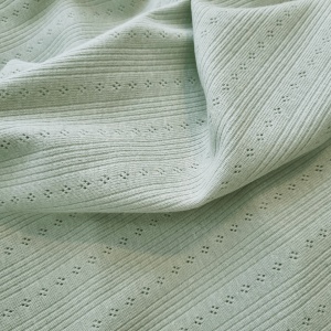 Tricot 100% bumbac - Pointoille Stripe Soft Green - Img 2