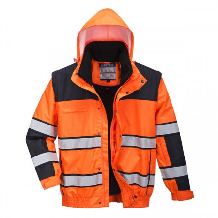 Geaca de iarna imblanita 3 in 1 Bomber portocaliu fluorescent