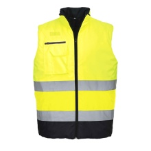 Vesta reflectorizanta calduroasa galben fluorescent cu dungi
