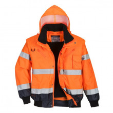Geaca de iarna bomber portocaliu fluorescent, calduroasa - Img 1
