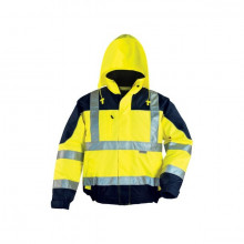 Geaca scurta benzi reflectorizante 3M cu captuseala galben fluorescent - Img 1
