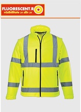 Jacheta Softshell de inalta vizibilitate, model 2 in 1, dungi reflectorizante