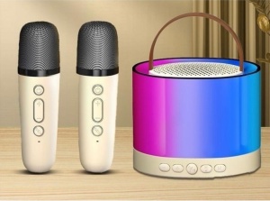 Set Karaoke cu Difuzor LED și 2 Microfoane Wireless