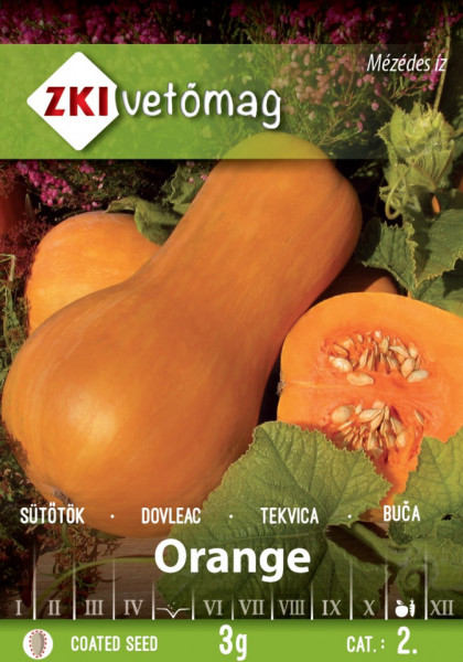 Orange (15 seminte) de dovleac in forma de para, coaja si miezul de culoare portocalie, ZKI