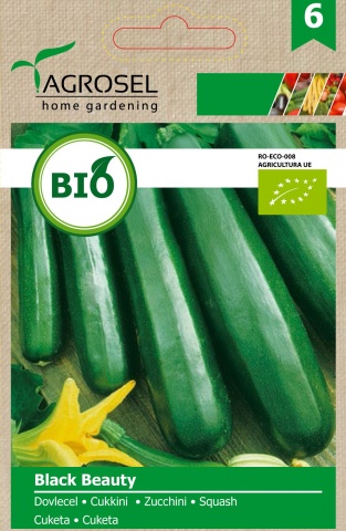 Black Beauty BIO (15 seminte) dovlecel zucchini ECO certificat ecologic, soi productiv, fara vrej, Agrosel