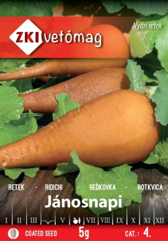 Janosnapi Ridichi de vara (5 gr) seminte de ridichi radacina conica 10 -15 cm lungime, cu coaja galben bruna, miez alb consistent, ZKI
