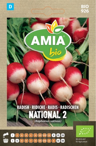 National 2 BIO (70 seminte) de ridichi ECO, certificate ecologic, rotunde si gustoase, AMIA