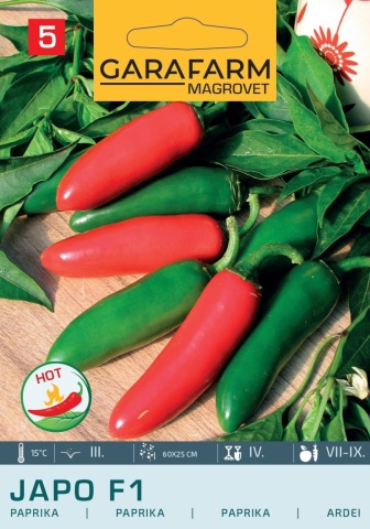 Japo F1 (6 seminte) ardei iute tip Jalapeno, fructe mari, gust extrem de iute, GaraFarm