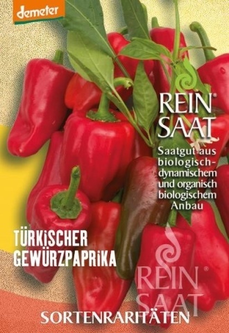Turkischer Gewurzpaprika BIO (30 seminte) ardei iute alungit, coaja subtire, gust fructat, pentru boia iute, ReinSaat - Img 2