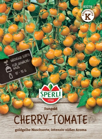 Sungold F1 (4 seminte) rosii cherry nedeterminate foarte dulci, galben-aurii, randament ridicat, Sperli