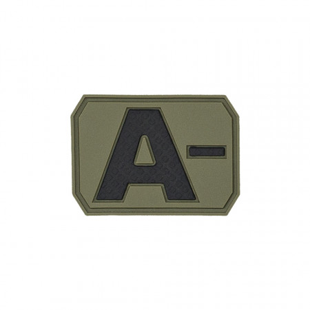 3D PVC Patch Blood Type A Negative 4x3cm Olive Drab Mil-Tec