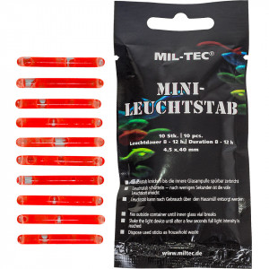 Set of 10 Small Glow Sticks MINI-LEUCHTSTAB 4cm Red Mil-Tec