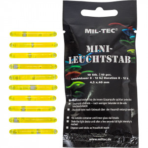 Set of 10 Small Glow Sticks MINI-LEUCHTSTAB 4cm Yellow Mil-Tec